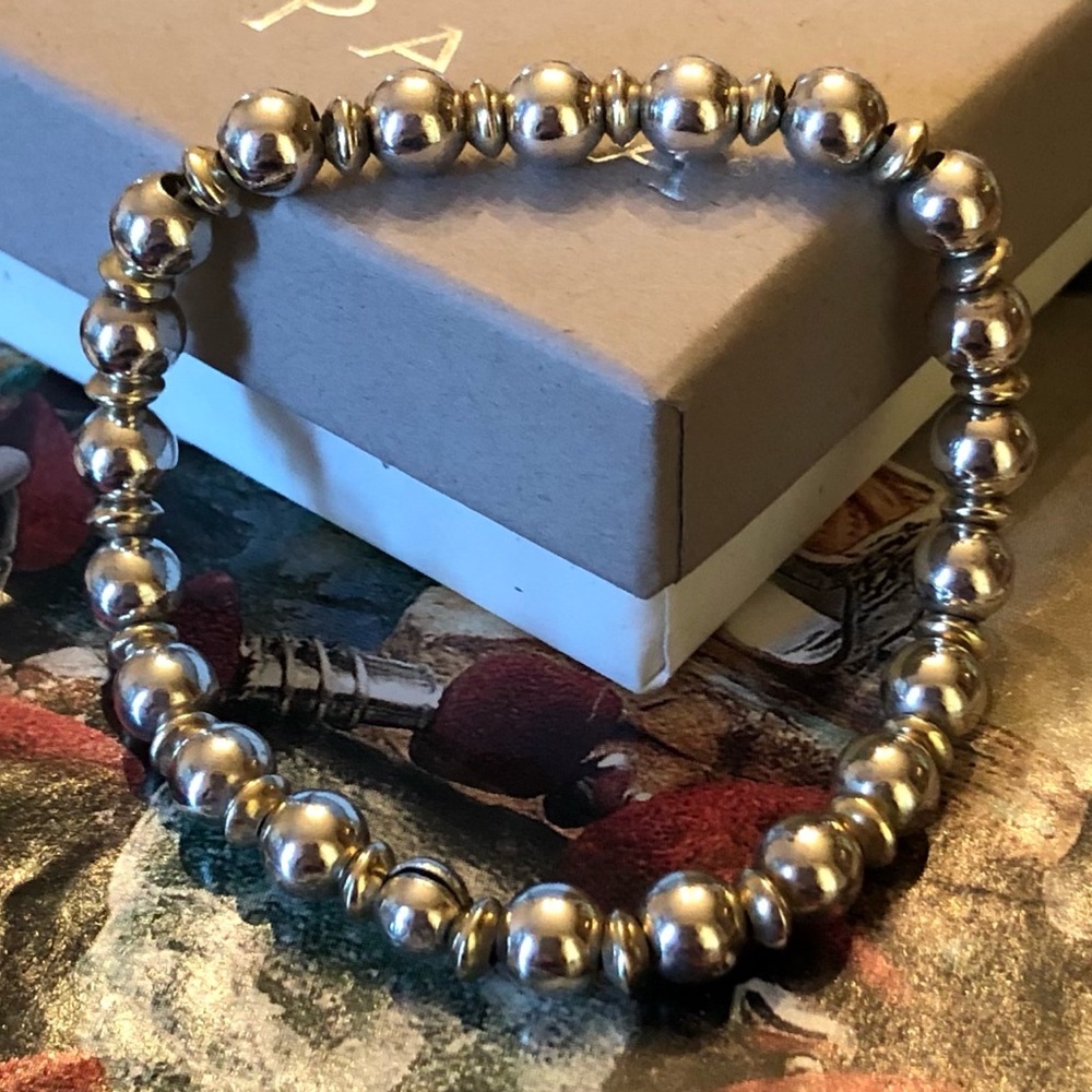 Rare Silpada Sterling Silver and Gold Plated Stretch Bracelet B0778